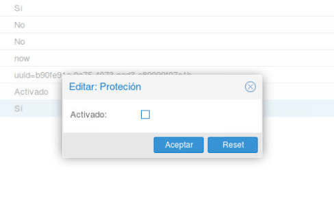 proxmox editar proteccion de maquina