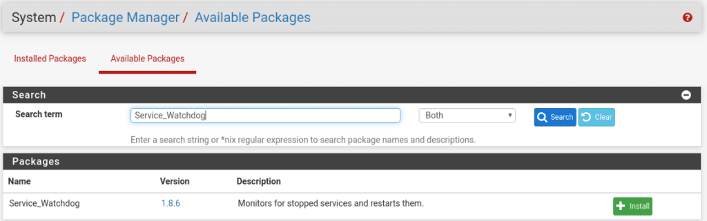 pfsense paquete watchdog