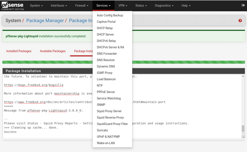 pfsense install squidguard