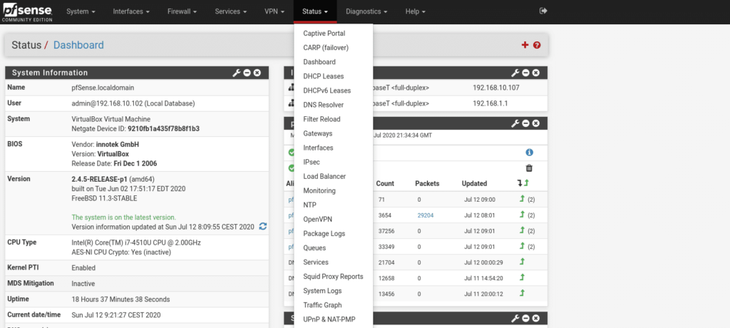 pfsense status