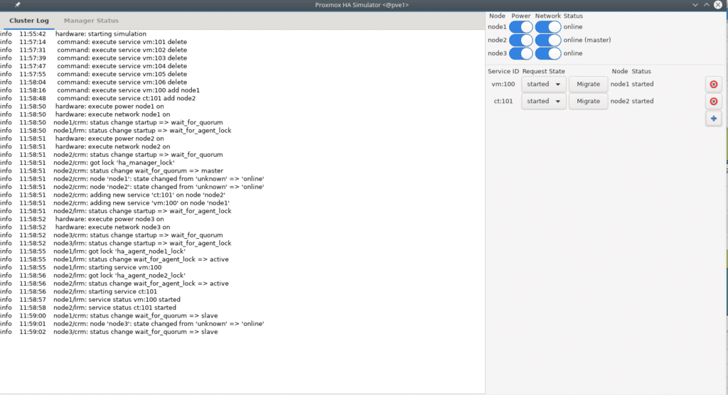 proxmox configurar ha simulator