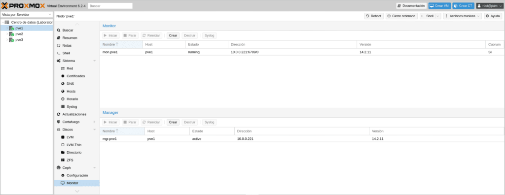 proxmox monitores de ceph