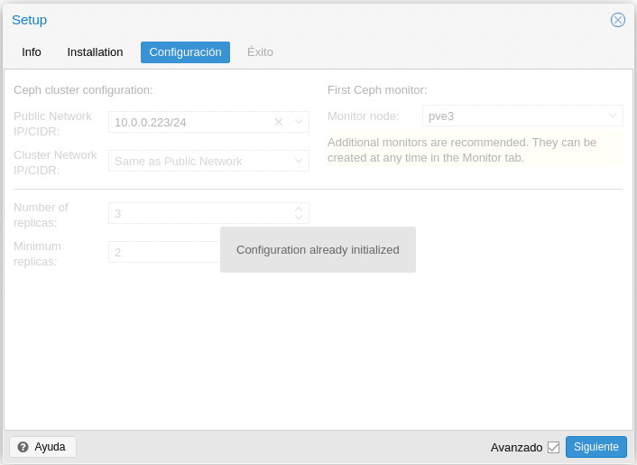 proxmox configuracion ceph siguientes nodos