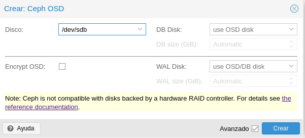 proxmox crear osd