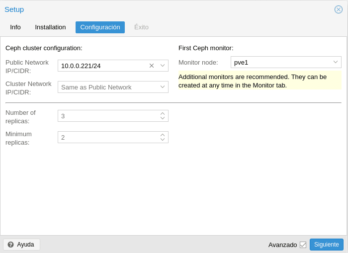 proxmox configurar ceph