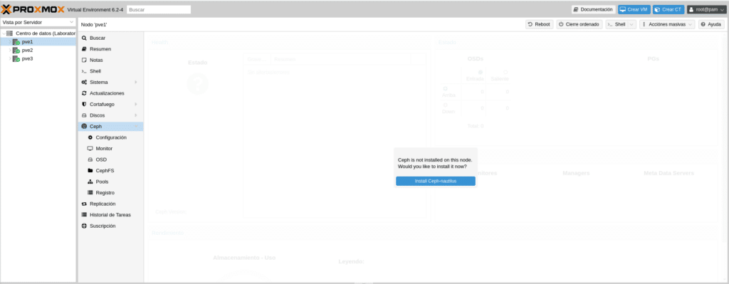 Proxmox instalar ceph