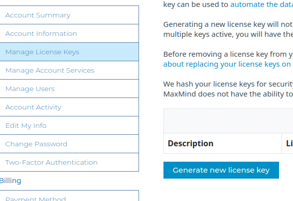 maxmind generate new license