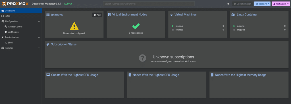 proxmox datacenter manager dashboard